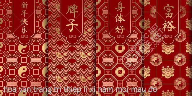 hoa van trang tri thiep li xi nam moi mau do